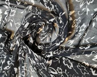 Floral Printed Polyester Crepe Georgette Sheer Chiffon Summer Dress Fabric 44" (Design 6)
