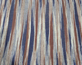 Navy Rust Stripe Fabric, Cream Brown Woven Striped Material, Multicolour Dressmaking Fabric, Vintage Style Shirting Fabric by the Metre 44"
