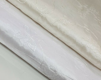Weiß Stickerei Kunstseide Taft Kleid Handwerk Kissen Vorhang Stoff 150cm
