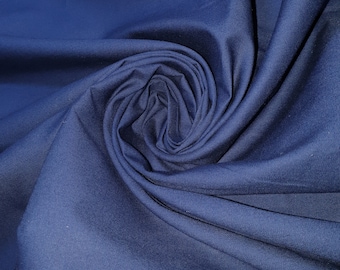 100% Cotton Plain Colours Woven Poplin Fabric Dress Material Crafts Quilting 58" (Navy Blue)