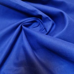 Royal Blue 100% Cotton Voile Fabric - Rubia Cambric Mercerized Plain for Craft, Dress, & Lining - 44&quot; Wide, Soft, Breathable Sewing Material