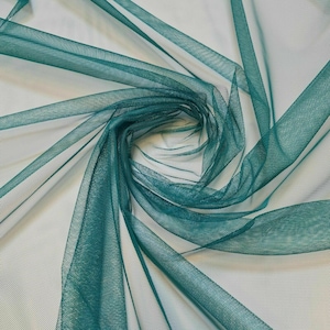 Premium Quality Mesh Net Sheer Fabric Dress Craft Lining Material 44&quot; By Meter (Jade)