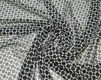 Summer Printed Polyester Crepe Georgette Sheer Chiffon Summer Dress Fabric 44"(Design 6)