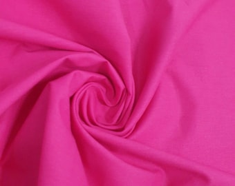 Plain 100% Cotton Egyptian Cambric Poplin Craft Soft Dress Material Fabric 44" (Fuchsia)