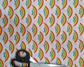 100% Baumwolle Baumwollstoff Pinke Regenbogen Wolken - Bunt gemusterter Baumwollstoff zum Nähen, Basteln, Nähen, Basteln, Quilten, Basteln, Nähen