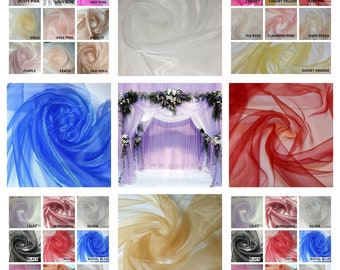 Sheer Organza Fabric Voile Drape Curtain Wedding Fabric Transparent 100% Polyester Dress Craft Fabric Material 58" - 150cm Wide