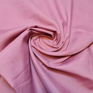 Dusty Pink Clearance Polycotton Fabric by Meter – Solid Plain Dyed Craft Material 45&quot;/112cm Wide | Dressmaking, Quilting, Sewing