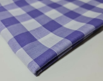 Lilac Gingham Polycotton Fabric 1" Check Sewing Dressmaking Curtains Dress Craft Material 44" By The Meter