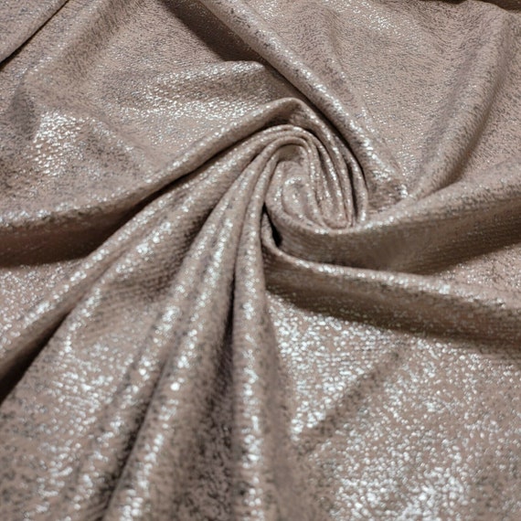 Tela elástica para vestido con estampado de papel de aluminio de gofre rosa  suave, 58 por metro
