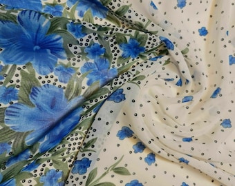 Summer Printed Polyester Crepe Georgette Sheer Chiffon Summer Dress Fabric 44"(Design 1)