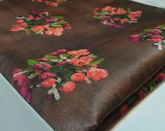 Floral Raw Silk Faux Dupion 100% Polyester Upholstery Fabric Bridal Material 44"