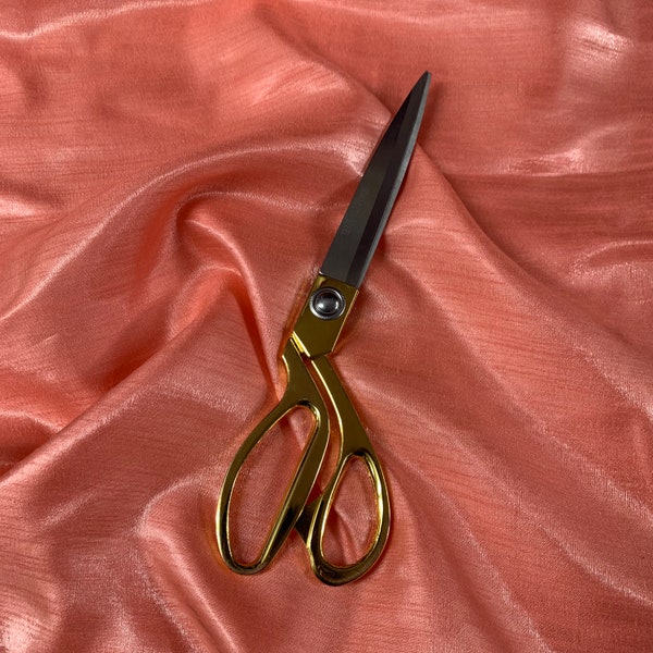 44" 100% Polyester Plain Faux Dupion Raw Silk Satin Finish Dressmaking 20 Colour (Salmon Pink)