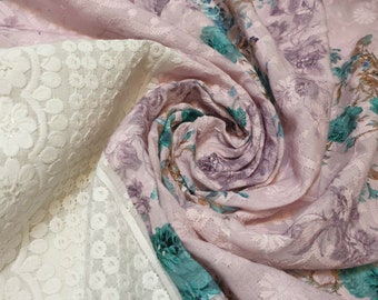 100% Cotton Broderie Anglaise Floral Embroidery Hole Border Dress Fabric 150cm (Pattern 3)