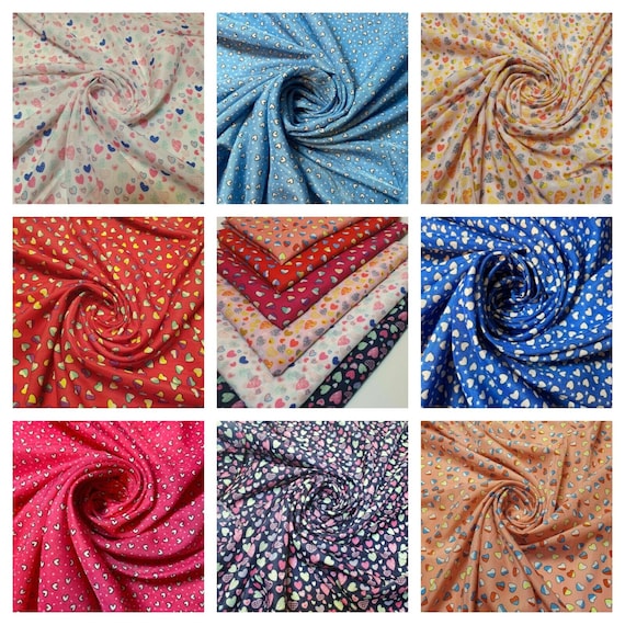 Tissu Jersey Extensible Poly Viscose Imprimé Floral - Pour Créations, Masques, Rideaux