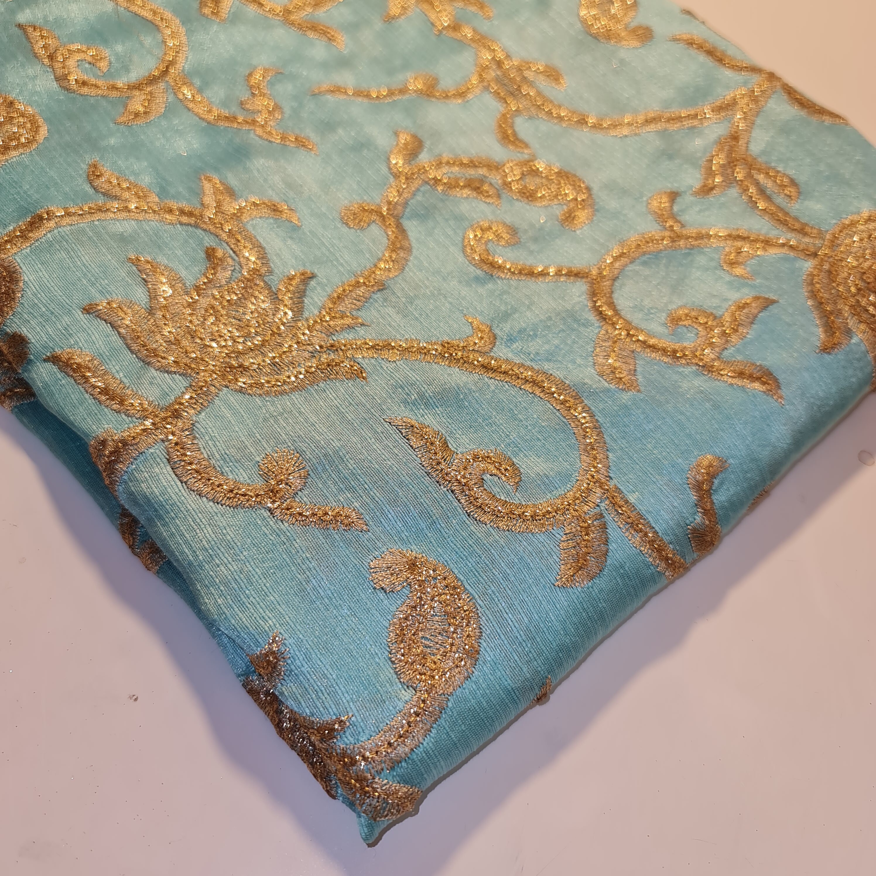 Fancy Gold Embroidery Faux Raw Silk Fabric Dress Decor Fabric Craft  Material 44 -  Finland