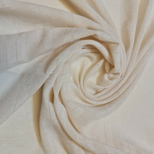 Plain Crepe Cream Jacquard Crinkle Fabric 58&quot; Dress Craft Material By the Meter