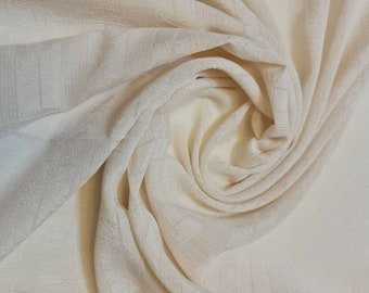 Plain Crepe Cream Jacquard Crinkle Fabric 58" Dress Craft Material By the Meter