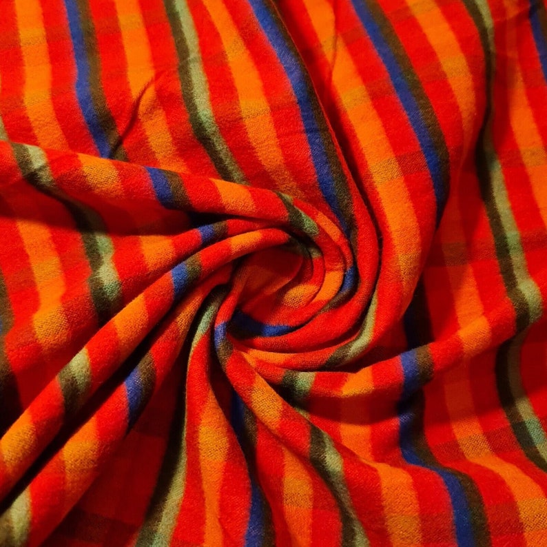 Brushed 100% Cotton Flannel Material Winceyette Tartan Dress Craft Quilting Fabric 58" By The Meter Orange Multi Tartan