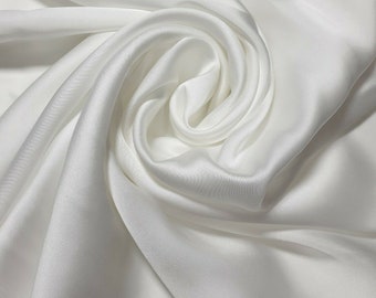 Tela de satén ligero charmeuse sedoso color marfil para decoración de vestidos de novia, 147 cm de ancho
