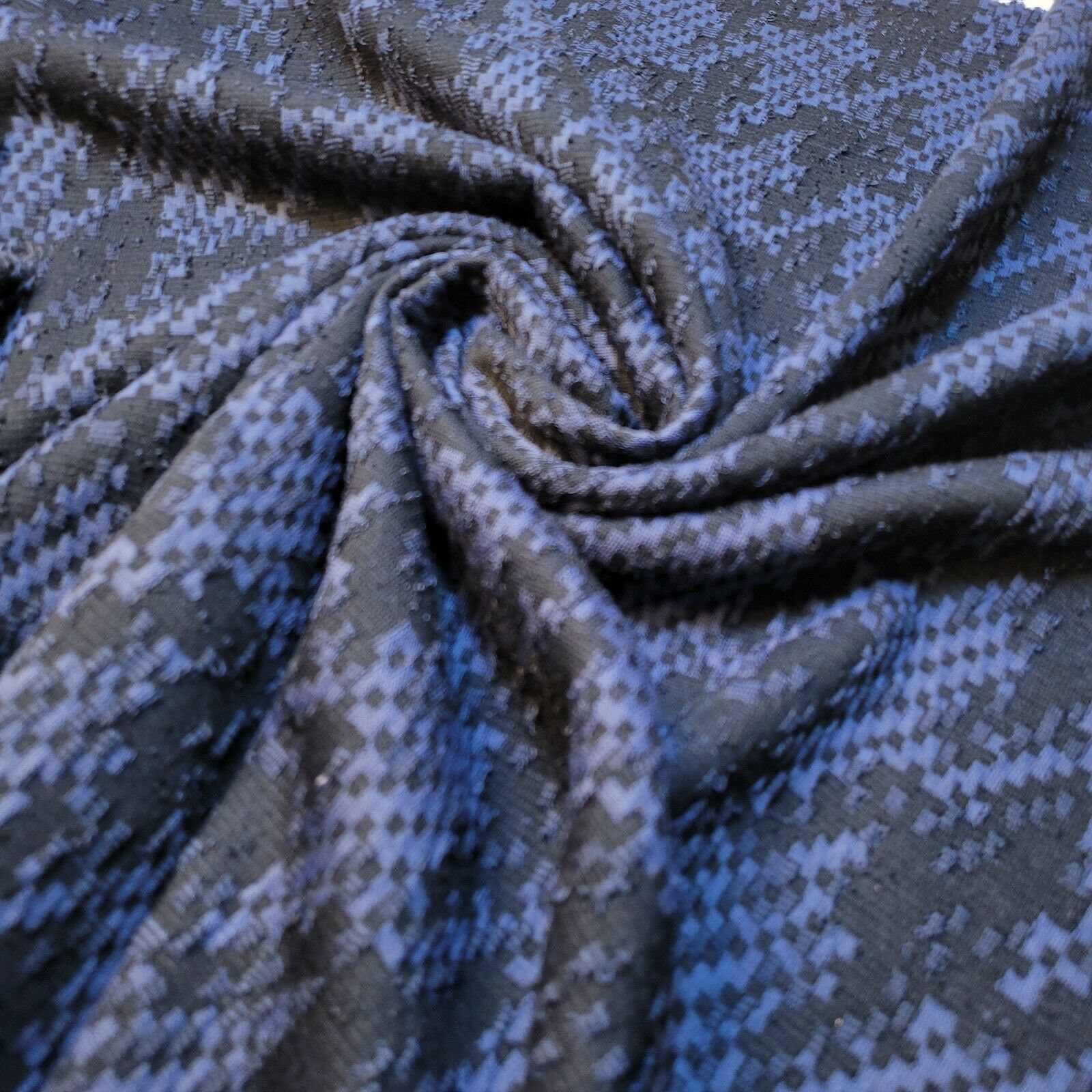 Soft Blue Waffle Viscose Print Stretch 