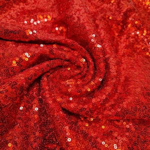 Red Sequin Fabric Sparkly Shiny Bling Dress Craft Drape Table Cloth Material 50&quot;
