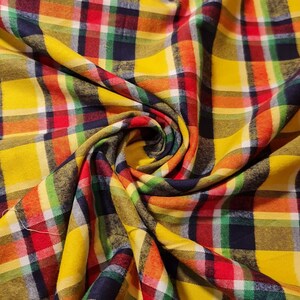 Brushed 100% Cotton Flannel Material Winceyette Tartan Dress Craft Quilting Fabric 58" By The Meter Yellow Multi Tartan