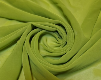 Chiffon Sheer Fabric Plain Soft Polyester Wedding Arch Dress Craft Material 44" (Parrot Green)