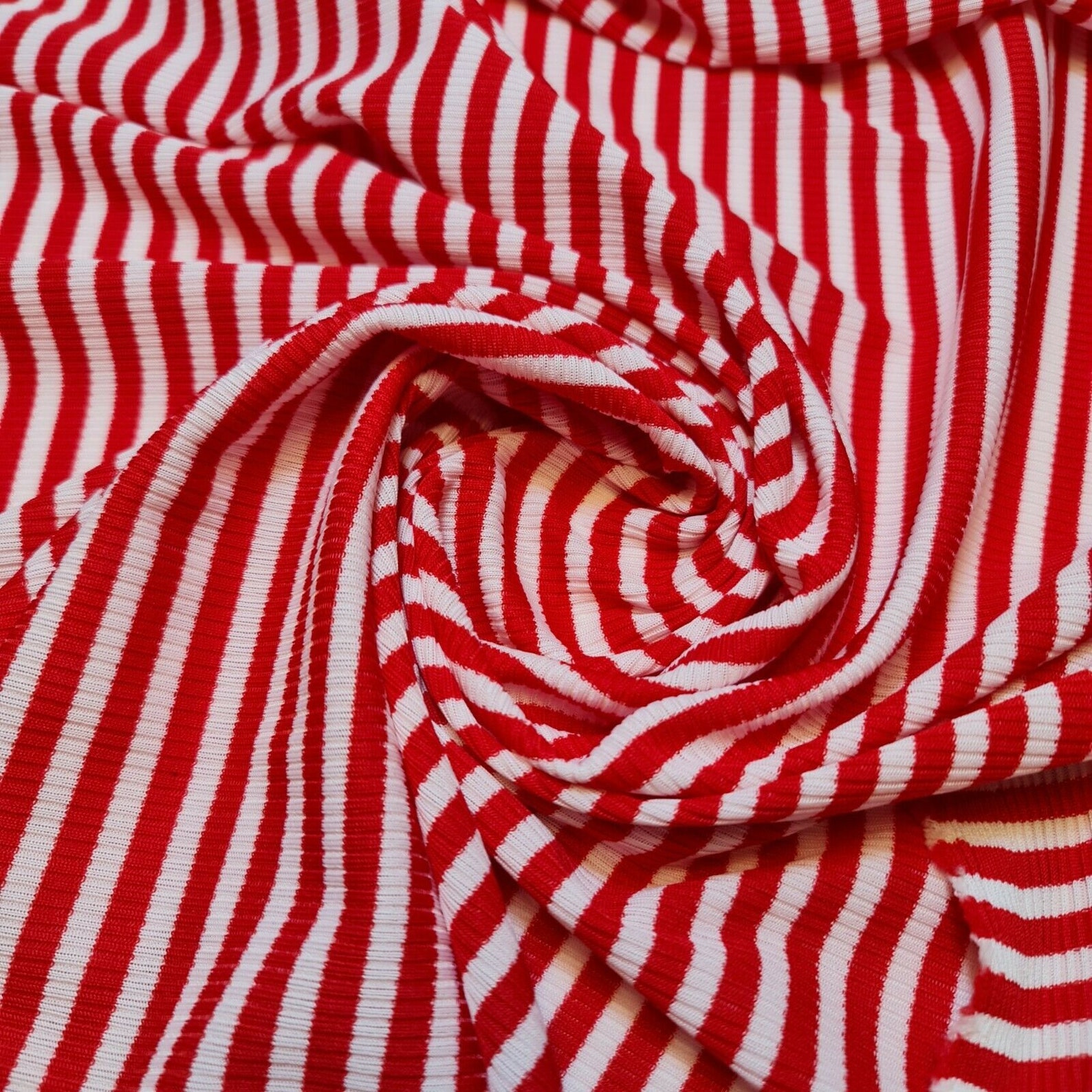 Red White Knit Poly Viscose Rayon Jersey Stretch Stripe Fabric Etsy