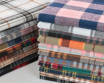 Tessuto per trapuntatura artigianale in flanella di cotone spazzolato al 100%, motivo tartan Winceyette, 58" al metro