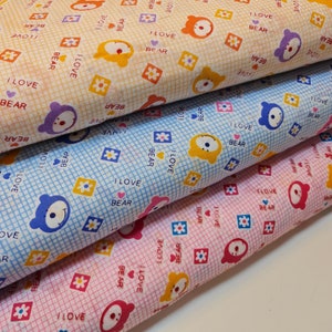 Quilting 100% Cotton Poplin Fabric Teddy Bear Dress Craft Material 44&quot; inch wide