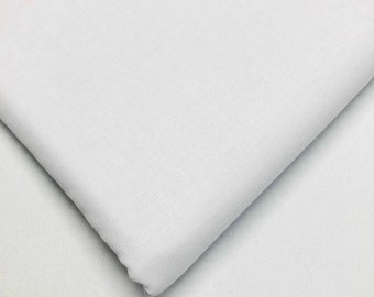 100% Pure Cotton Material White Solid Plain Coloured Craft Dress Quilting Fabric 112cm wide