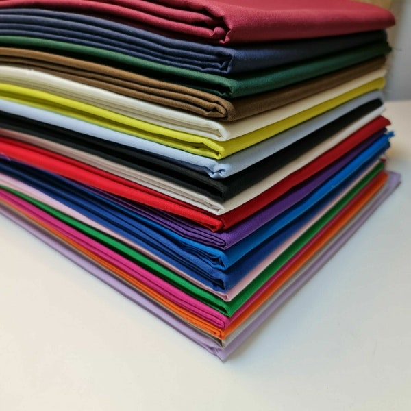 Extra Wide Polyester Cotton Sheeting Fabric Plain Solid Colours Crafting Backdrops Tableware Draping Clothing | 90" - 240cm Wide