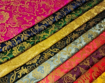 Sier goud metallic bloemen Indiase banarasi brokaat stof jurk ambachtelijk kostuum materiaal per halve meter 44"