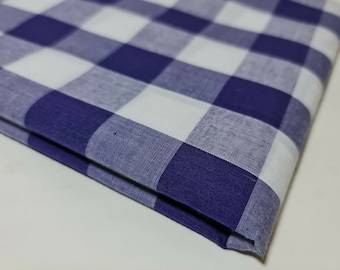Purple Gingham Polycotton Fabric 1" Check Sewing Dressmaking Curtains Dress Craft Material 44" By The Meter