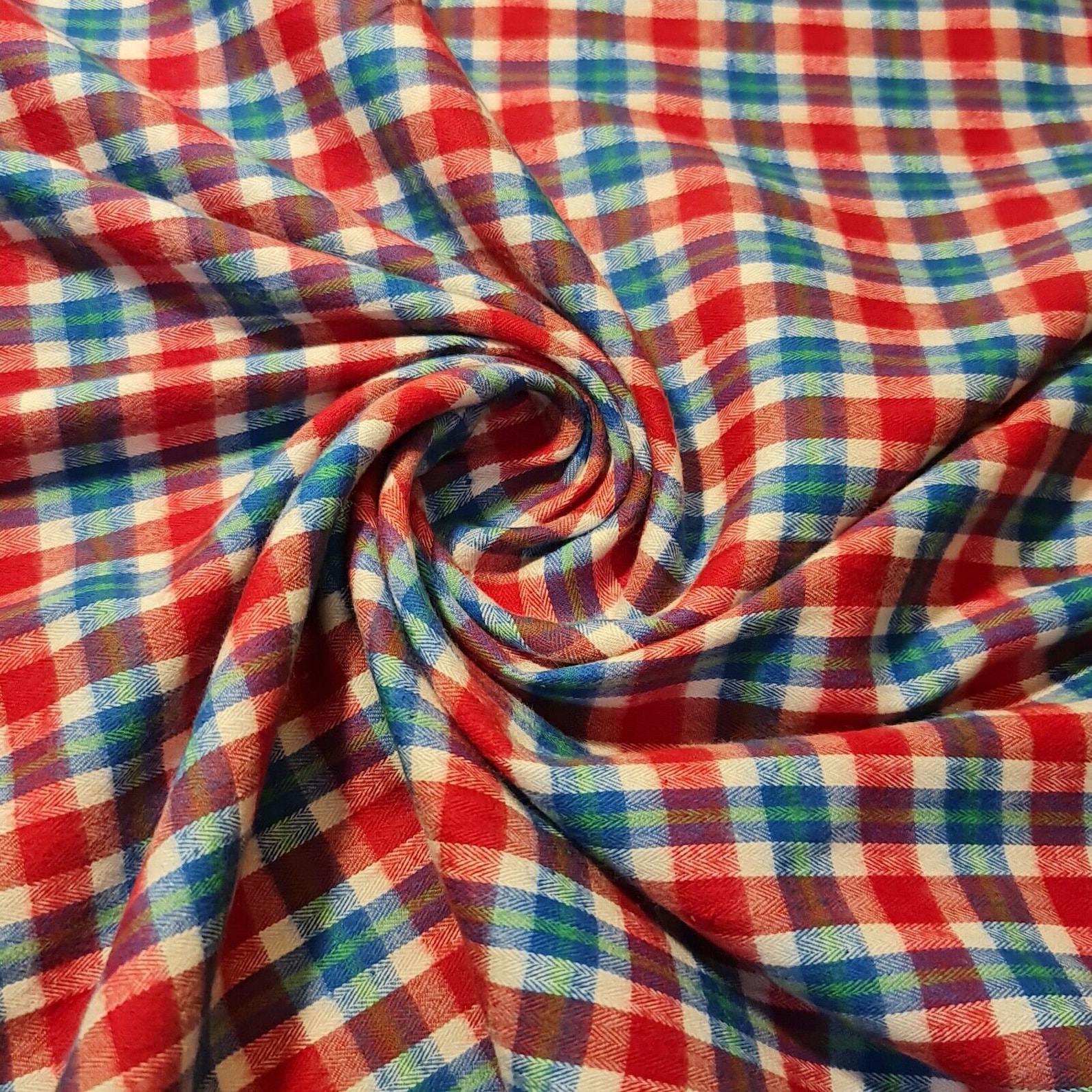 Nuovo Tessuto 100% Flanella Di Cotone Spazzolato Tartan - Foto 9