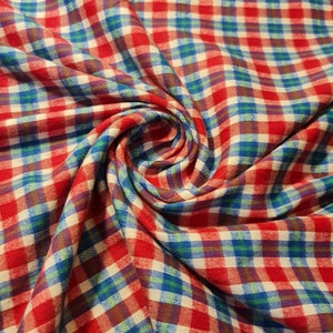 Brushed 100% Cotton Flannel Material Winceyette Tartan Dress Craft Quilting Fabric 58" By The Meter Red Multi Check