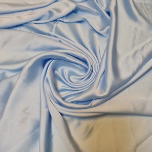 Luxury Glossy Charmeuse Silk Satin Weave Bridal Dress Polyester Fabric 58" (ICE BLUE)