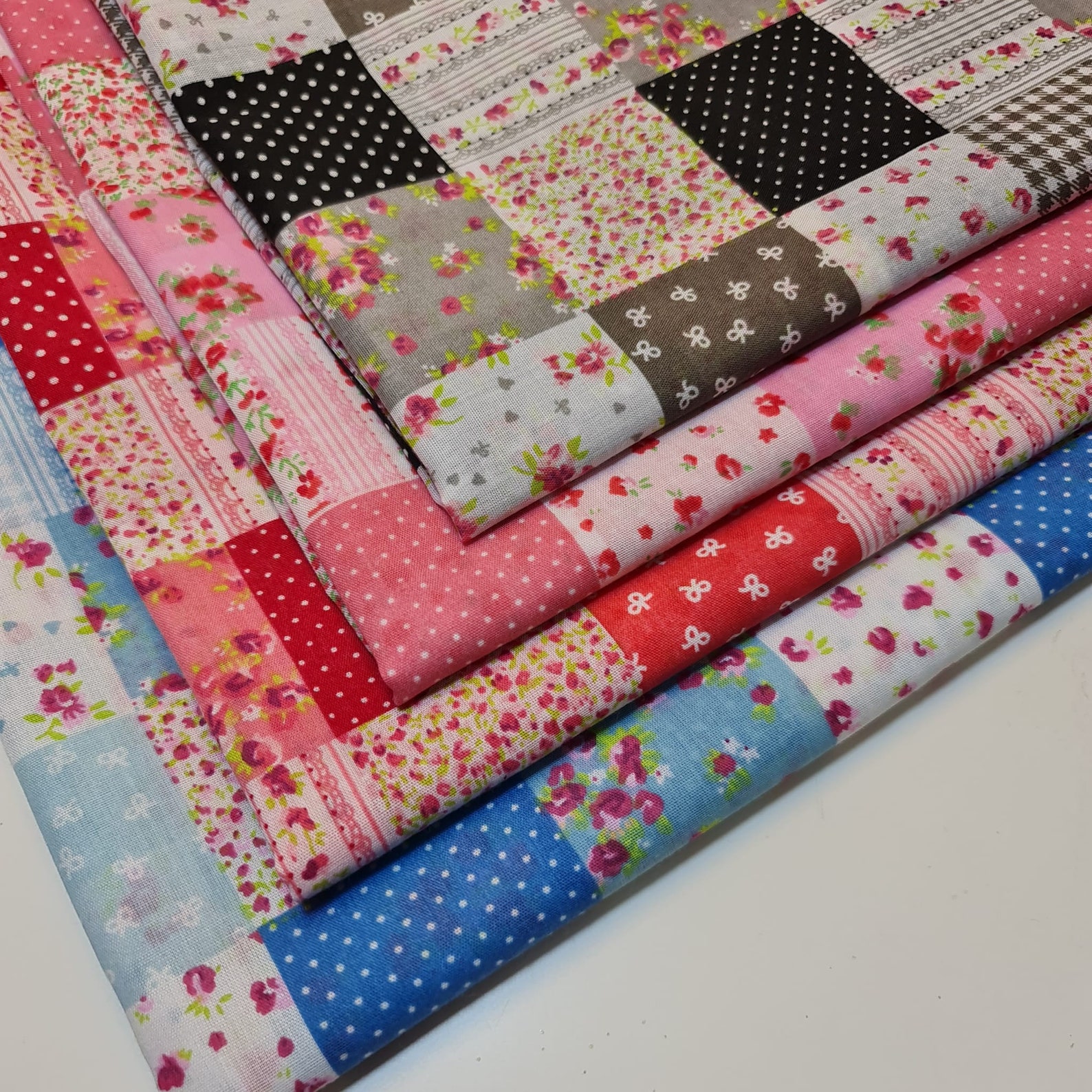 Floral Gingham Spotted Patchwork Printed Poly Cotton Fabric | Etsy