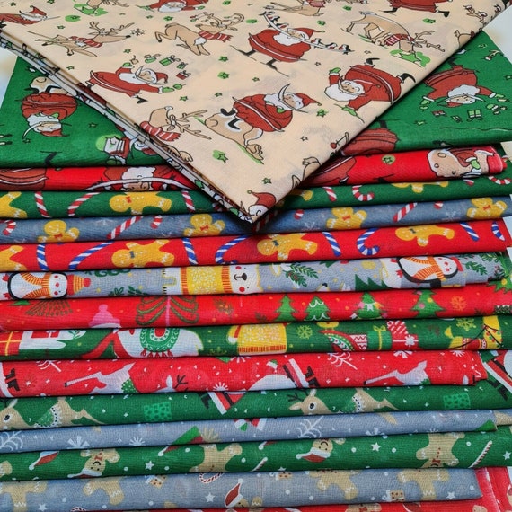 Christmas Polycotton Fabric Xmas Festival Polycotton Dress Craft Quilting  Material 44" by Meter - Etsy Israel