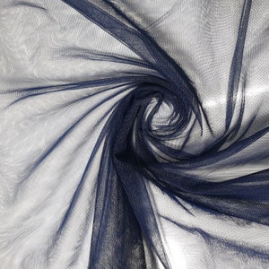 Navy Blue Power Mesh Net 2 Way Stretch Spandex Power Mesh Material for Swimwear Dance Wear Dress Lining Craft Fabric By The Meter