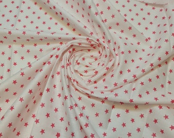 100% Cotton Poplin White Star Print Soft Dress Craft Material Fabric Meter 44" (Print -5)