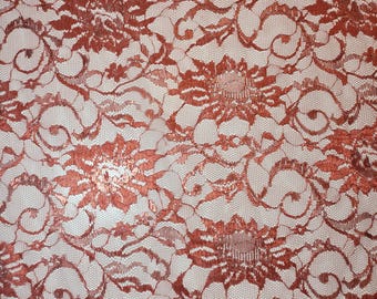 Rust Floral Budget Lace Fabric | Lightweight Dressmaking Lace 58" Wide – By the Metre