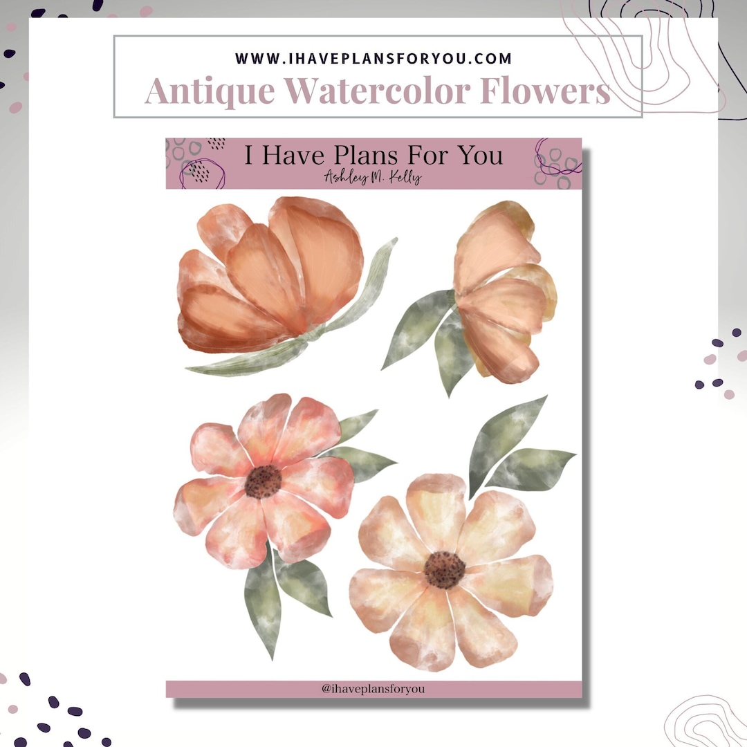 Antique Watercolor Flower Stickers for Planner Sticker for Journal
