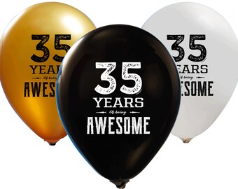 35 Years Of Being Awesome Printed Balloons Bag Of 6 35 Etsy