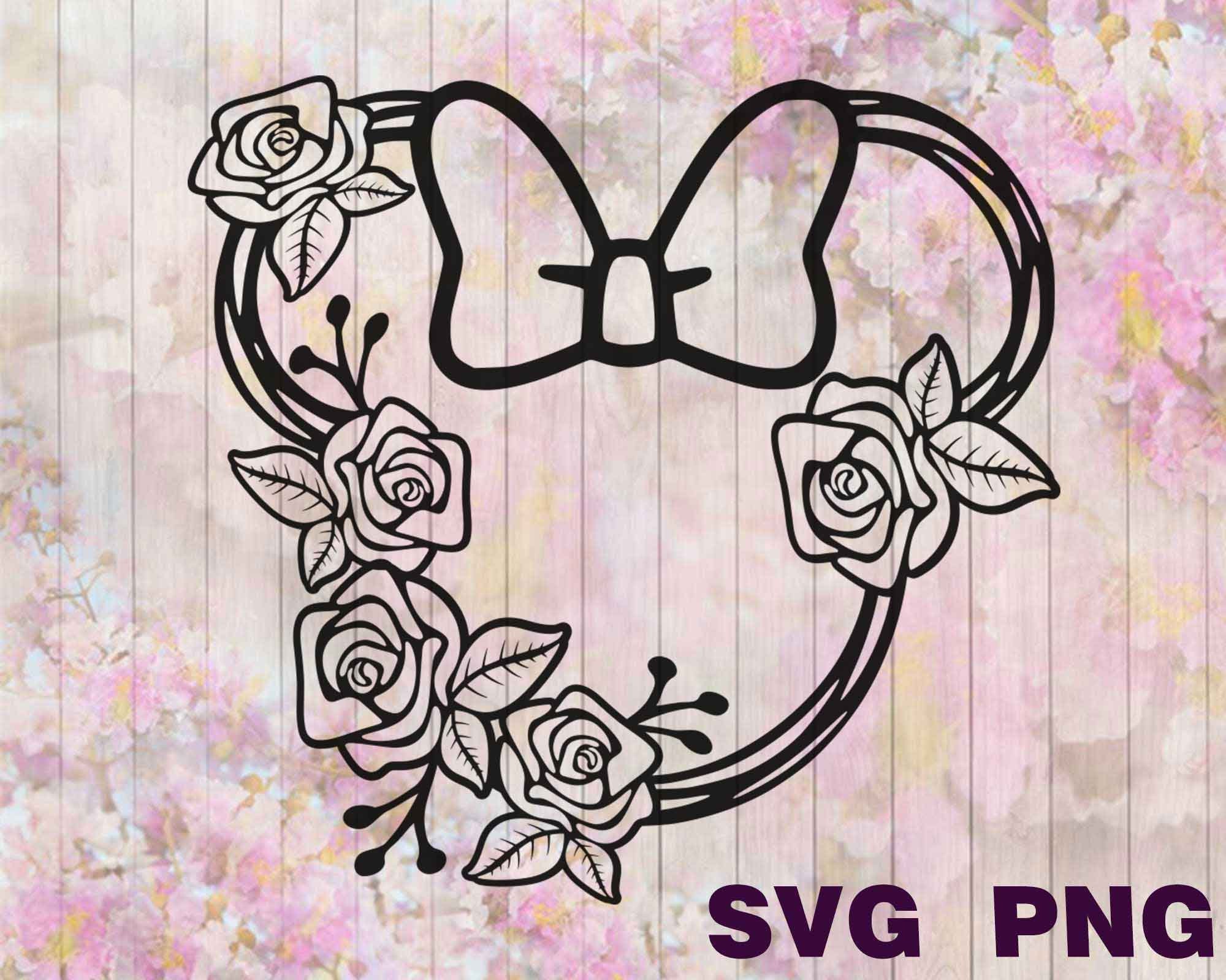Download Floral Minnie Mouse Wreath Svg Minnie Ears Svg Flowers Etsy