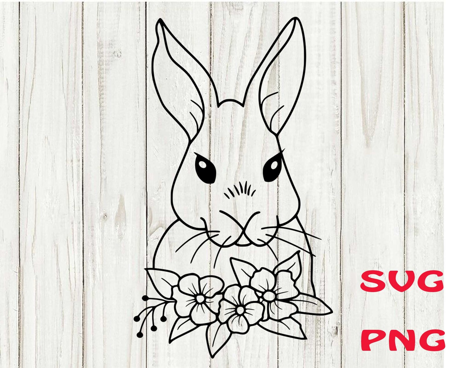 Download Floral bunny svg Bunny face with flowers cut file | Etsy