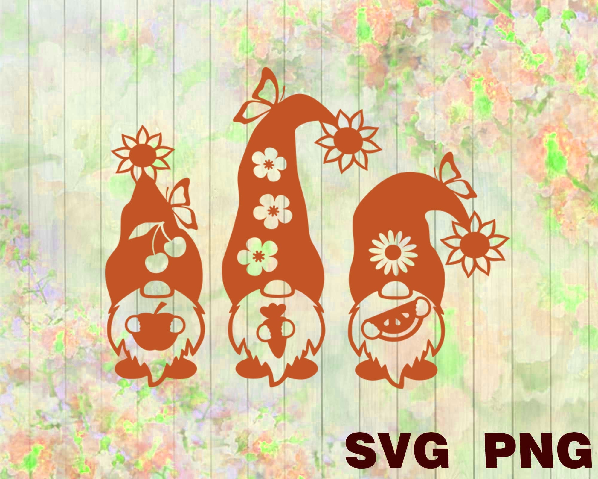 Download Gnome svg Garden gnomes svg Summer gnome svg Floral gnomes | Etsy