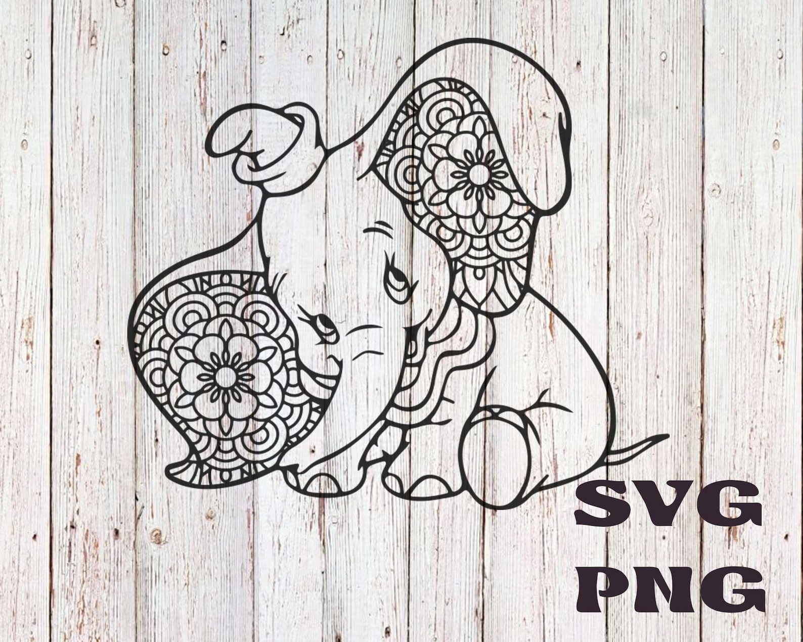 Dumbo Mandala svg png Elefante Mandala svg Zentangle cricut | Etsy