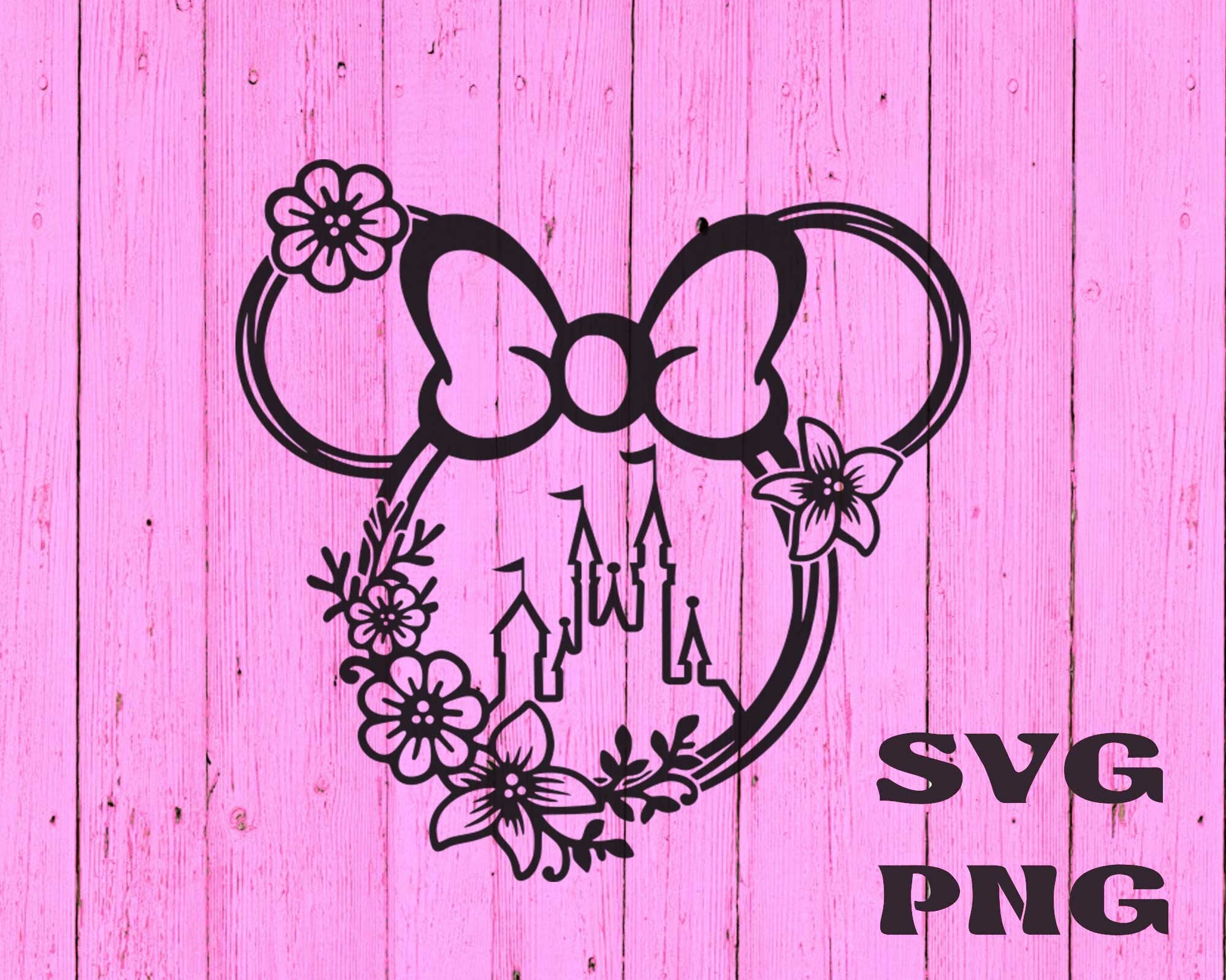 Disney castle svg Minnie Flower wreath svg    Floral Ears Svg Magic k…