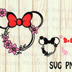 Download Minnie mouse ears Layered cut file Minnie floral wreath svg | Etsy